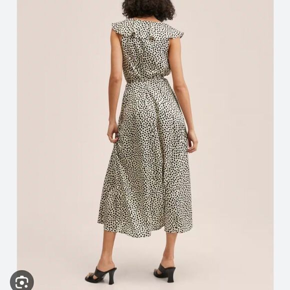 Mango MNG Polka-dot midi ruffle dress peaseant contemporary classic - Picture 5 of 14